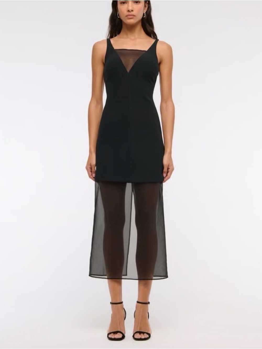 Abercrombie & Fitch Black Sheer-Hem Dress